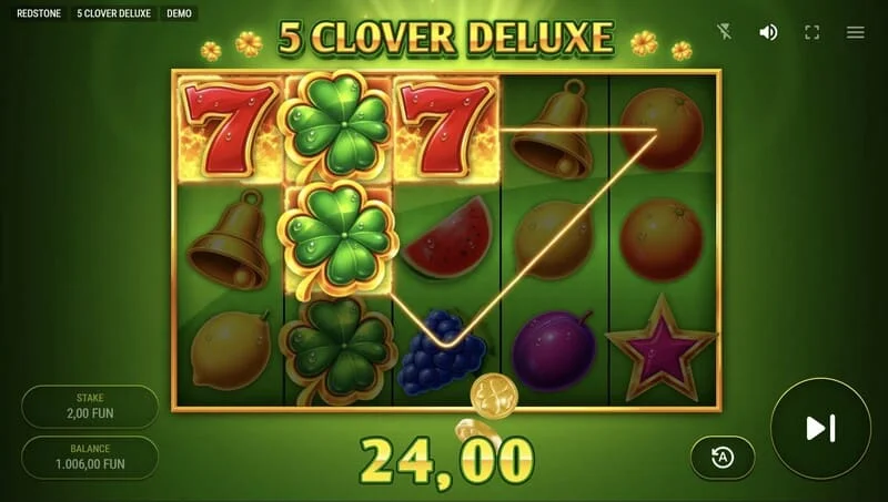 5 Clover Deluxe - wygrana w grze podstawowej
